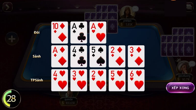 Cách sắp xếp bài khi chơi Poker tạo sảnh rồng